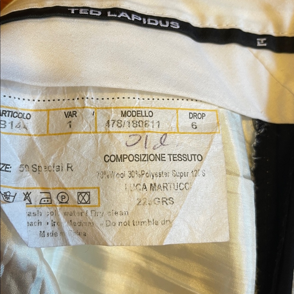 Ted Lapidus Paris Black Wool Suit US 42–44R Long Inseam 33” - Picture 9 of 15